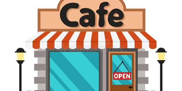 building-cafe-white-background-130324266