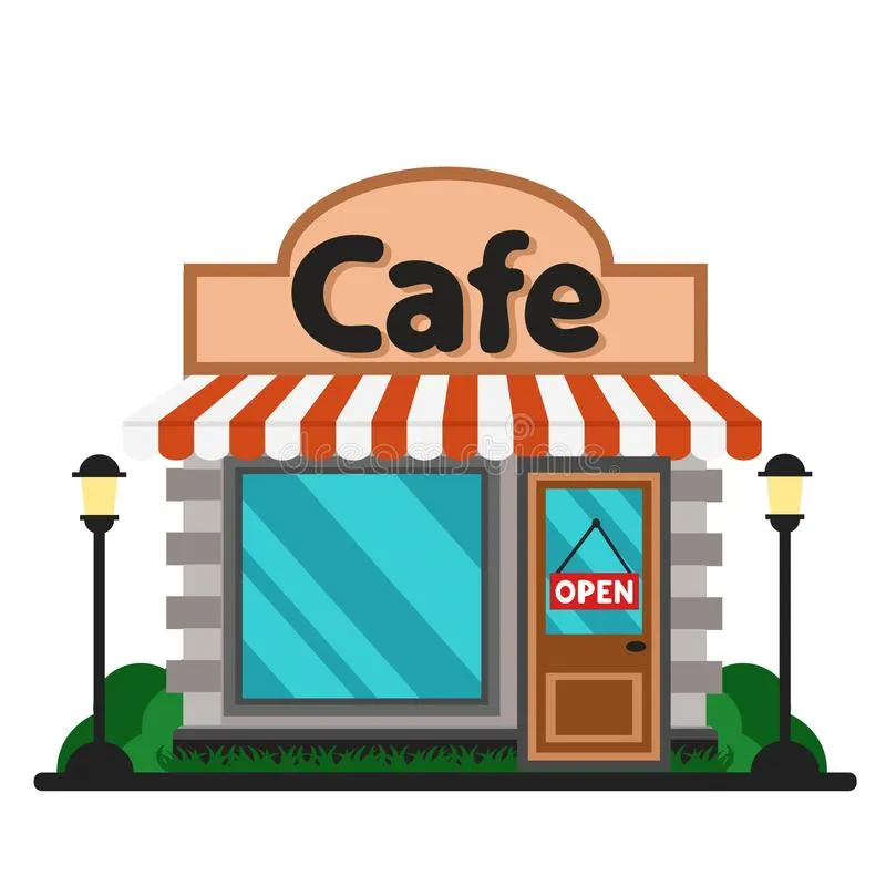 building-cafe-white-background-130324266